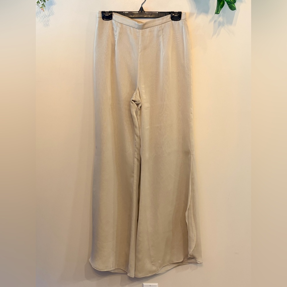 Vintage NEUVA Chiffon Wide-Leg Pants w/ Double Layers and Slits on Sides - 4Tall